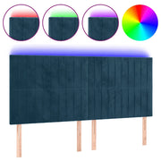 Testiera | Testata a LED Blu Scuro 200x5x118/128 cm in Velluto