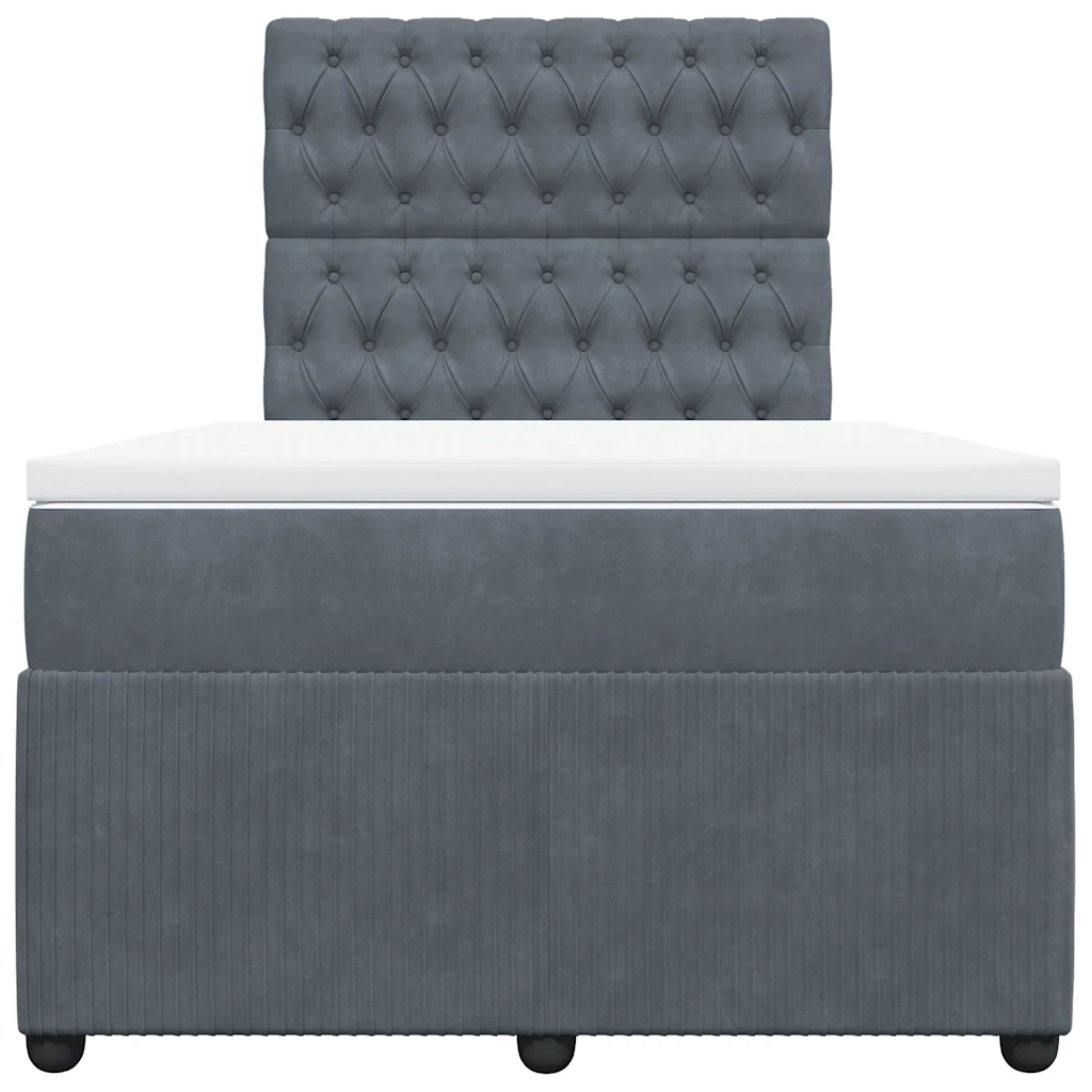 Giroletto a Molle con Materasso Grigio Scuro 120x190 cm Velluto