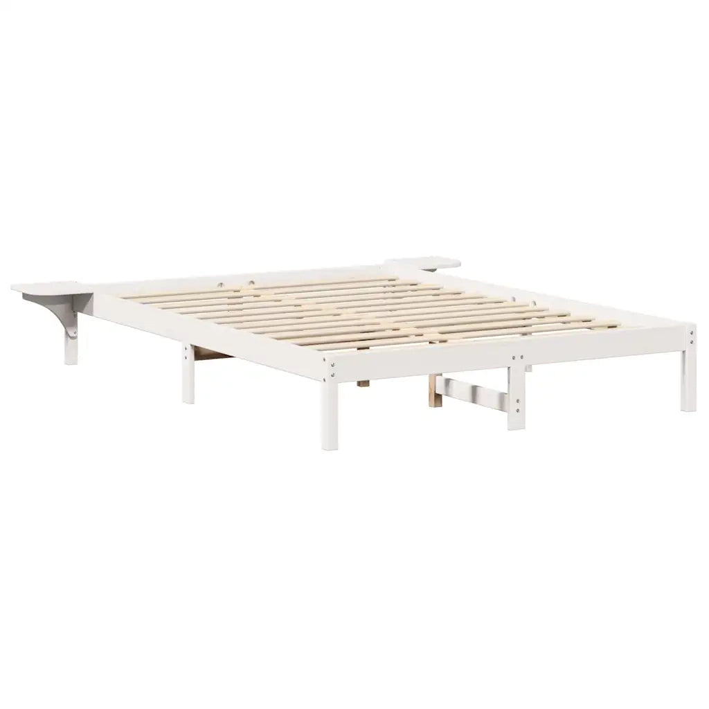 Struttura del letto Bianco 140 x 200 cm Pino massello 873188