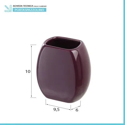 Set 3 accessori bagno da appoggio in ceramica viola