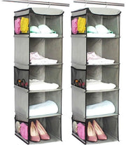Organizzatore per armadio da 2 pezzi - Sostegno appeso con 5 compartimenti - Cassetto per abbigliamento - Possibilità di archiviazione flessibili - 30 x 30 x 108 cm - Materiale di alta qualità