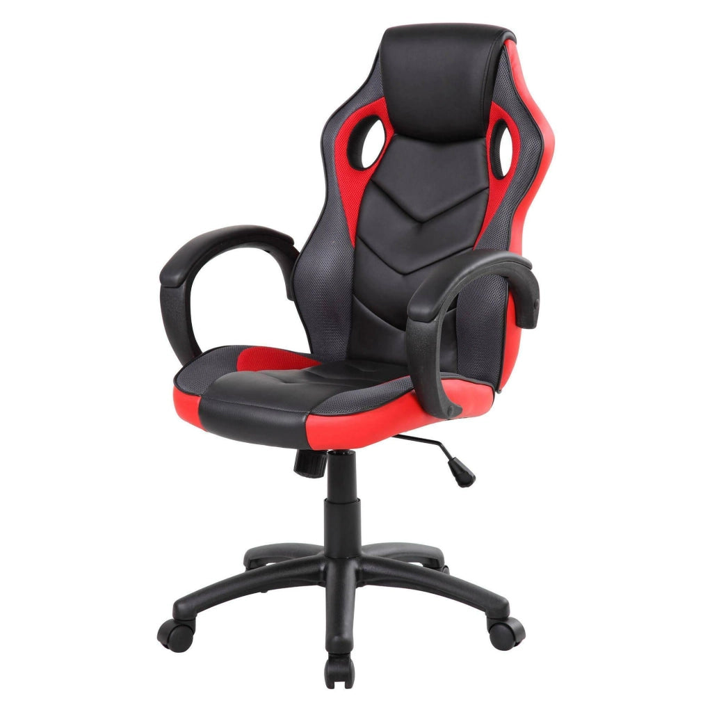 Sedia da gaming Urbana, Poltrona da gaming adulto, Sedia da scrivania, 66x61h104/114 cm, Nero e Rosso