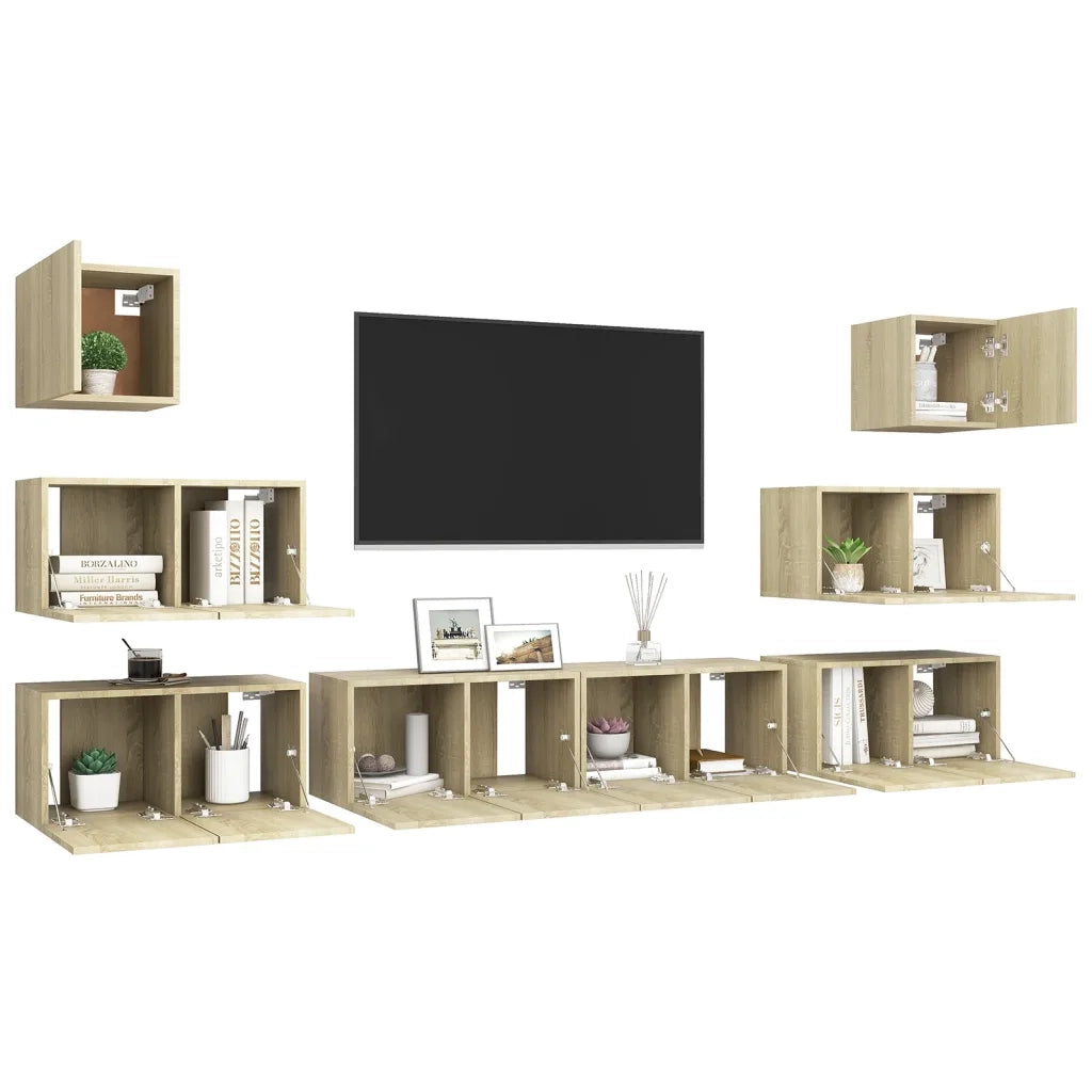 Set Porta TV 8 pz Rovere Sonoma in Truciolato cod mxl 7684