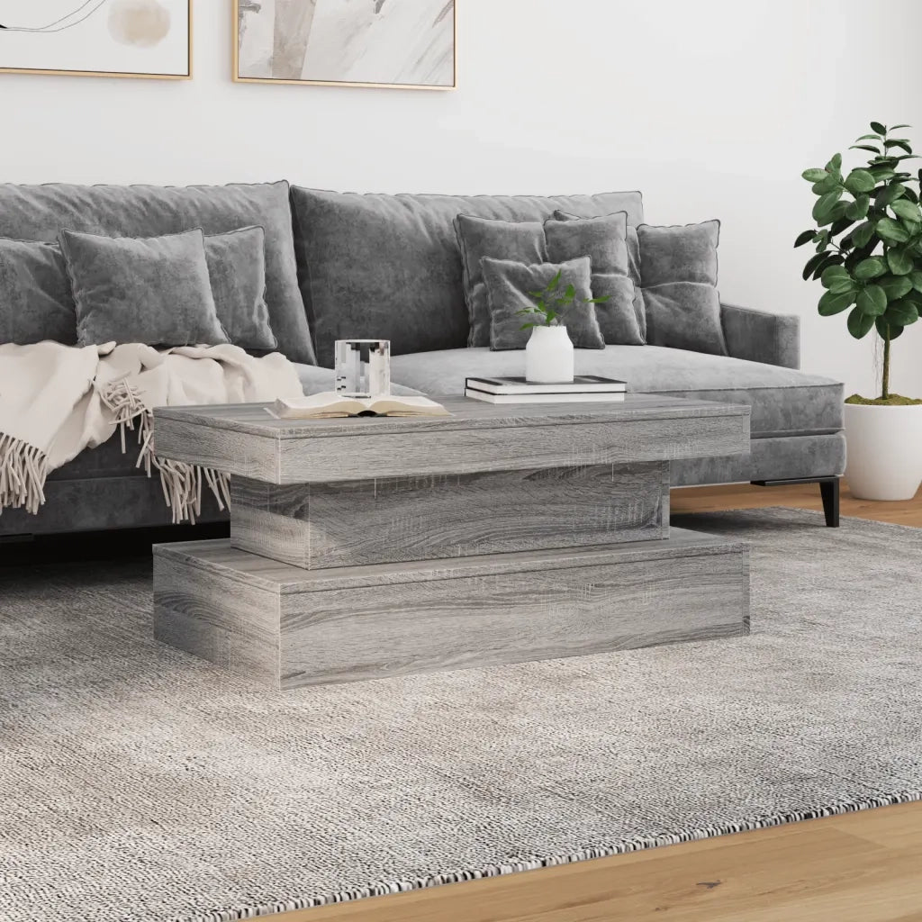Tavolino da Soggiorno con Luci LED Grigio Sonoma 90x50x40 cm 839852