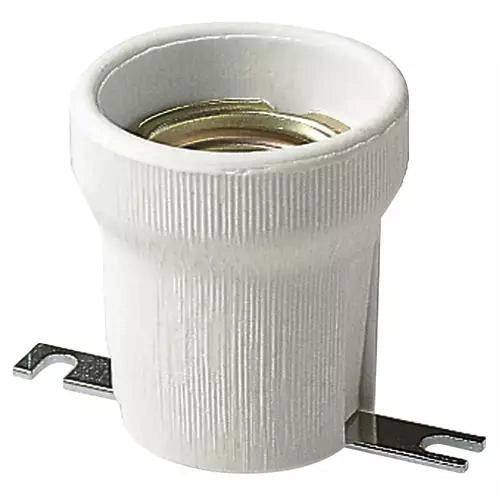 PORTALAMPADA E27 Ø43MM CORPO PORTELLANA PIASTRA DRITTA