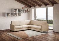 Divano Angolare 5 Posti 221x221x85 cm Karay in Tessuto Beige
