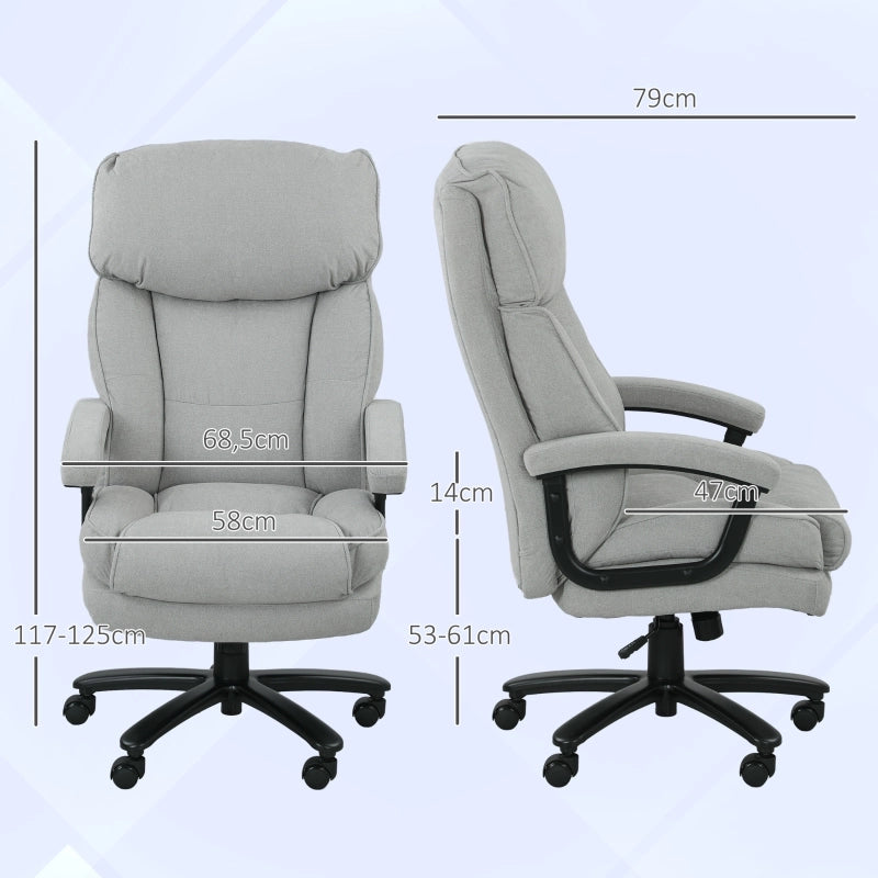 sedia da ufficio ergonomica alta con funzione dondolo; altezza regolabile; poliestere grigio chiaro