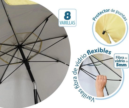 Parasole per mare Ø 180 cm in alluminio modello con UPF 50+ - Giallo