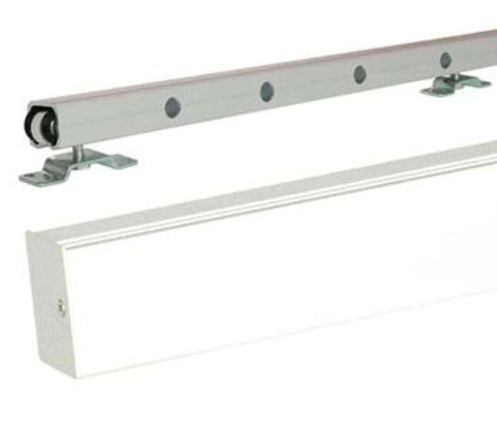 Porta scorrevole in vetro 'Greyria' H204 x L73 + binario bianco + 2 conchiglie