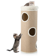 Casa per gatti a 4 piani con letto a caverna elevato, Tavoletta per graffi e altro ideale per pi¨´ gatti Marrone