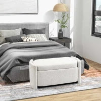 Panchina con Spazio di Archiviazione Panca per Corridoio, Imbottita, 105 cm x 44 cm x 45.5 cm, Crema e Beige