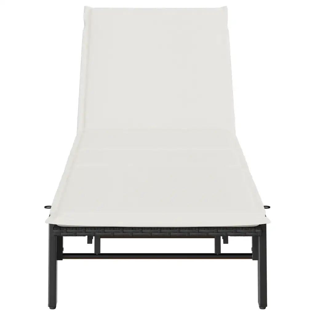 vidaXL Lettino Prendisole con Cuscino Nero in Polyrattan