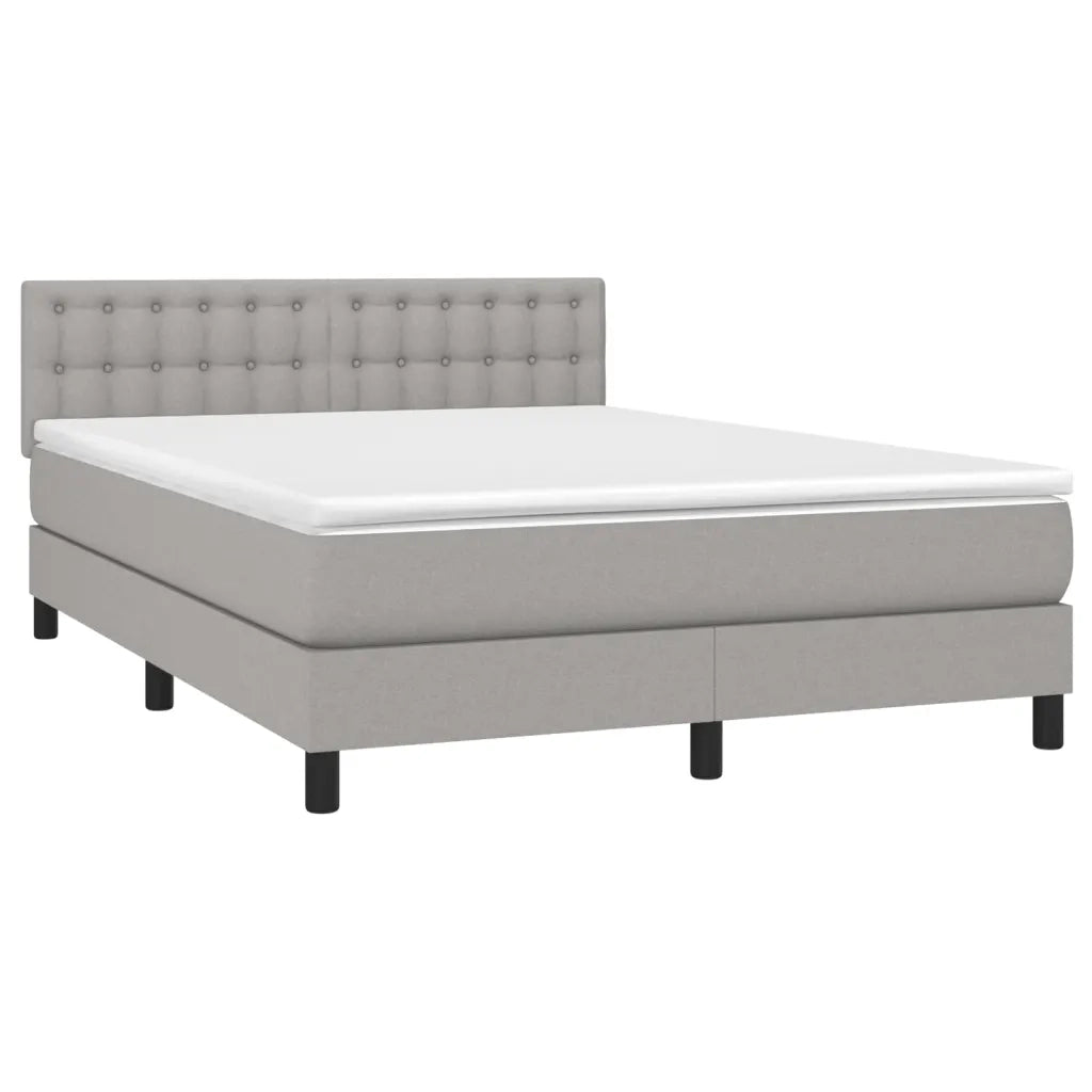Letto a Molle Materasso e LED Grigio Chiaro 140x200 cm Tessuto 3133477