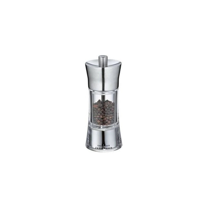 Zassenhaus 035285 Aachen Macinapepe in Acrilico e Acciaio Inox con Meccanismo in Ceramica Regolabile da Fine a Grosso colore Acciaio Inox
