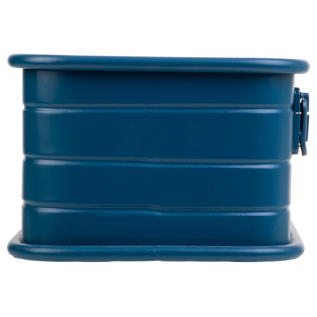 Cestino rettangolare in metallo stampato blu 32x21x14