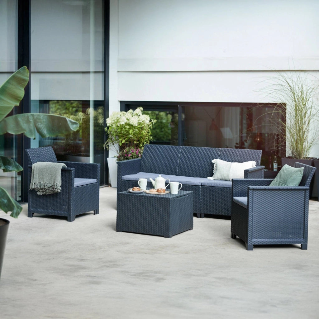 Set salotto da esterno Orillia, Salottino outdoor, Set da balcone o giardino, Composizione soggiorno per esterni, 113x65 h74 cm, Antracite