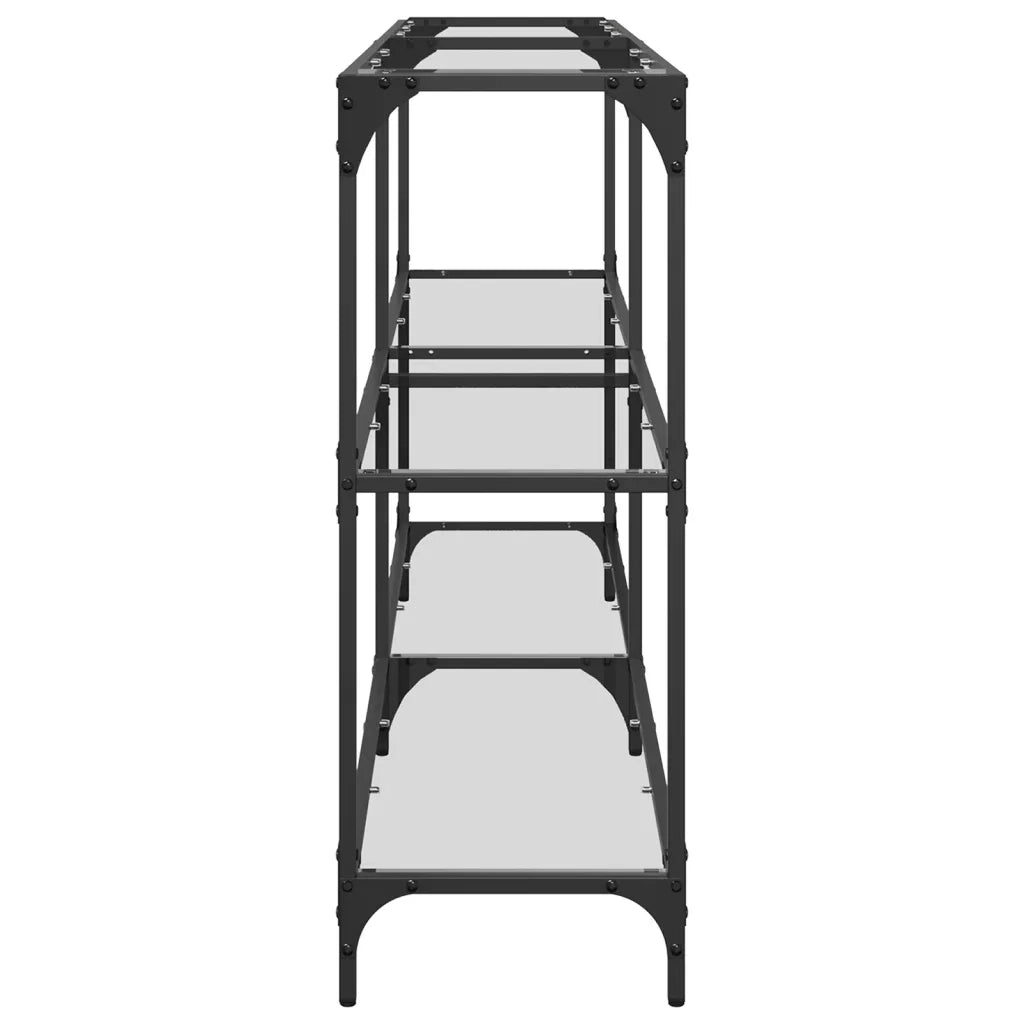 Tavolino Consolle Piano Vetro Trasparente 158,5x30x81cm Acciaio