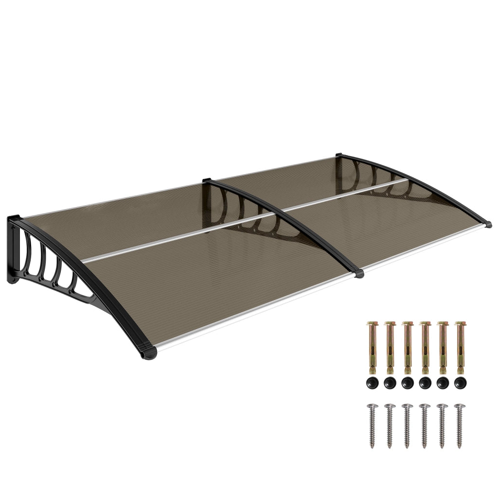 Pensilina da Esterno in Policarbonato e Alluminio ¨C zephmum ¨C Marrone 200x96x27cm