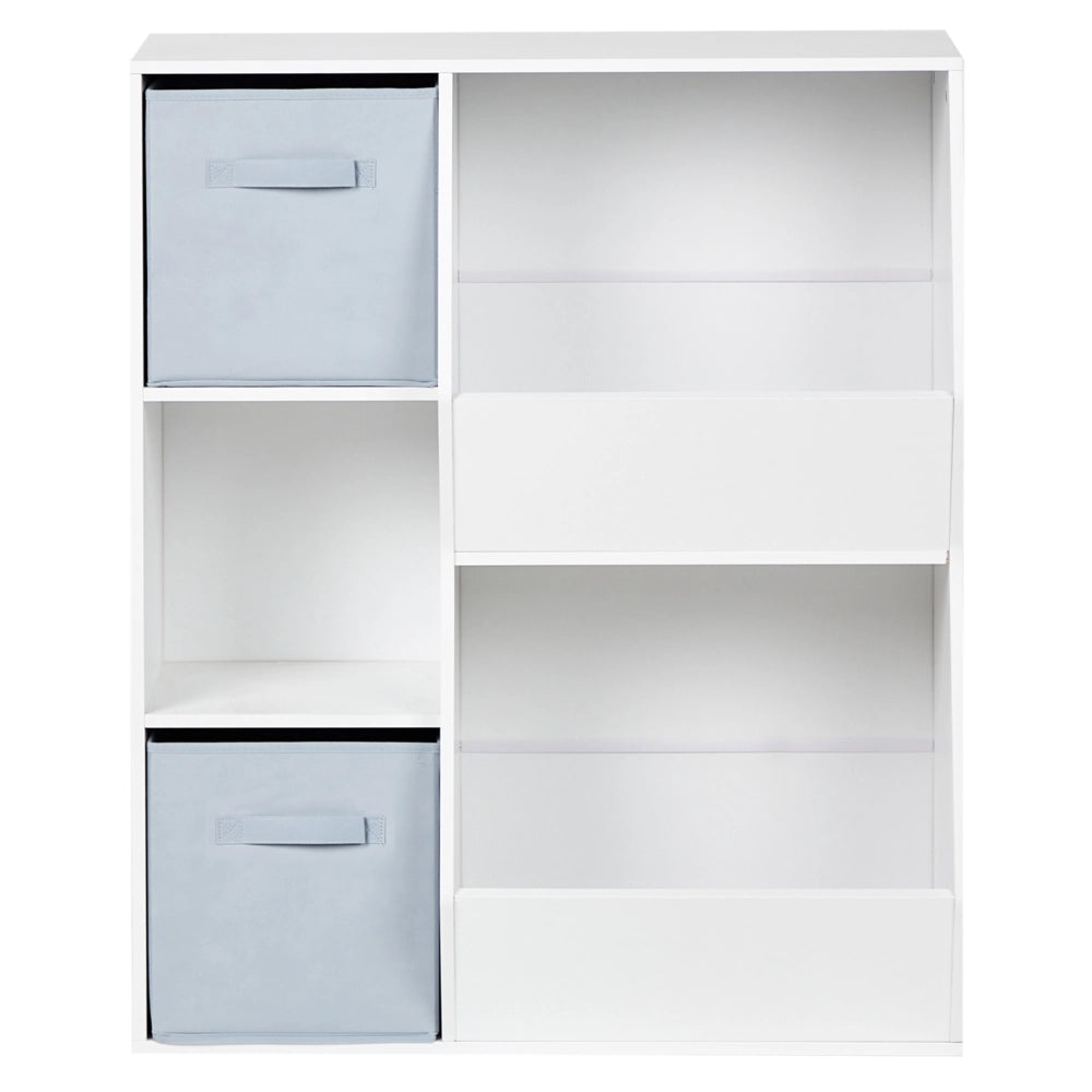 Scaffale Libreria a 3 livelli in truciolato bianco con tessuto non tessuto Scatole con ripiani per la cameretta dei bambini