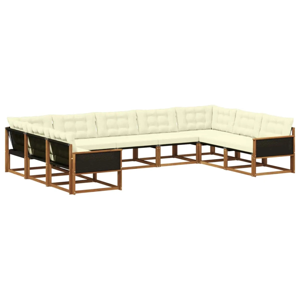 Set di divani da esterno con cuscino 9 pcs Naturale e Crema
