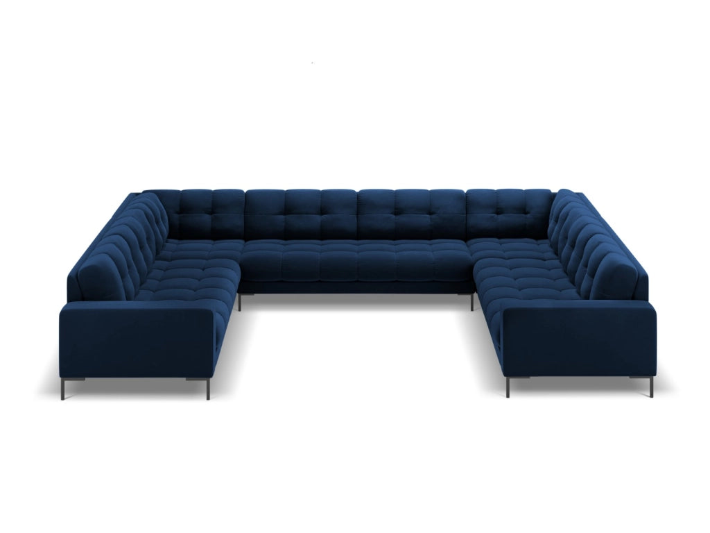 Cosmopolitan Design - Divano panoramico "Bali" 9 posti in velluto blu reale 