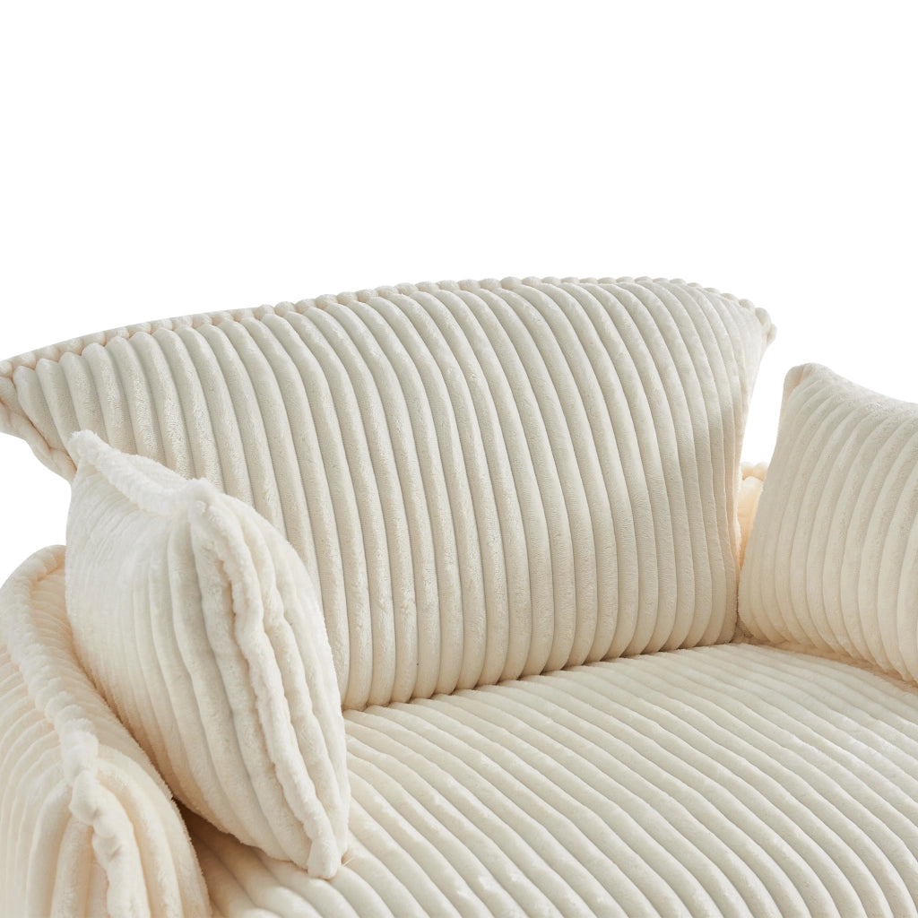 Poltrona con pouf 115x89x77 cm con poggiapiedi beige