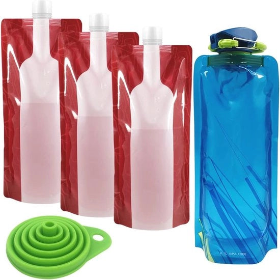 Set di sacchetti per vino e becher portatili - 5 pezzi per bevande da asporto
