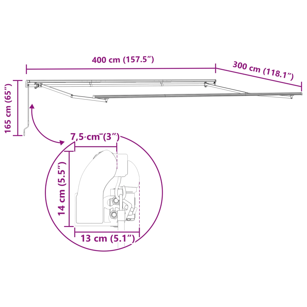 Tenda Retrattile Manuale Rigata Multicolore 400x300 cm