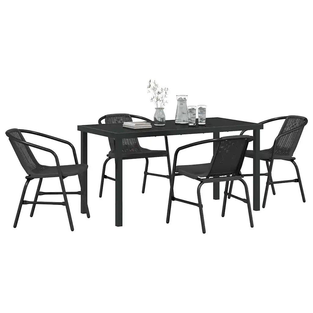 Set da Pranzo per Giardino 5 pcs Nero