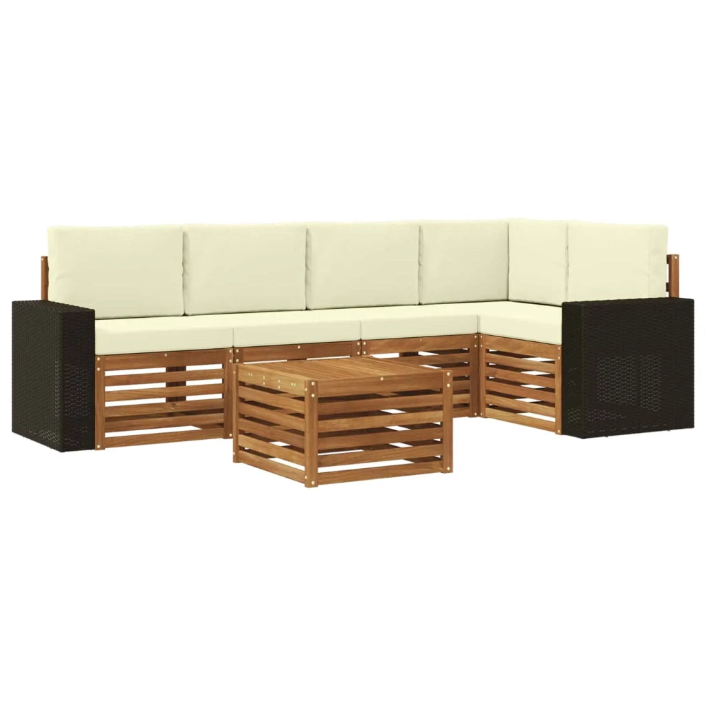 Set divano sezionale con cuscino 6 pcs Naturale e Crema 3384391