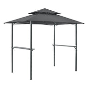 Gazebo per Barbecue Parga con Tetto Doppio e 2 Ripiani 250x241x151 cm - Grigio Scuro [en.casa]