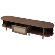 Mobile TV con 1 cassetto; 2 ante scorrevoli e 1 vano aperto; piedi regolabili per soggiorno; in MDF; noce scuro; 180 × 40 × 40 cm