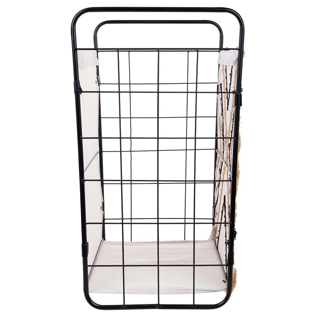 Cesto portabiancheria in metallo e tessuto 46x35x55/63h cm