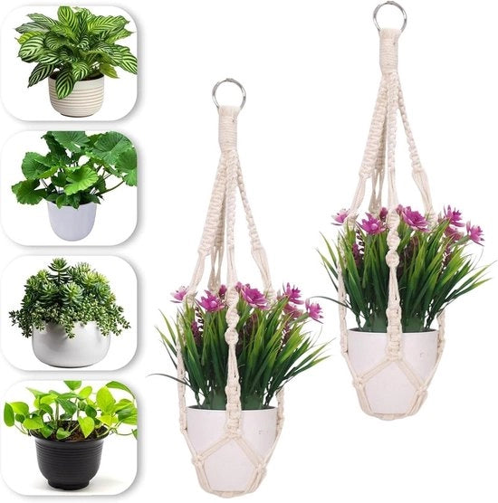 Hanger per fioriera in cotone per vaso da piante da appendere - Lampada da parete in stile boho per interni ed esterni - Decorazione per parete per balcone, soggiorno, giardino e finestra