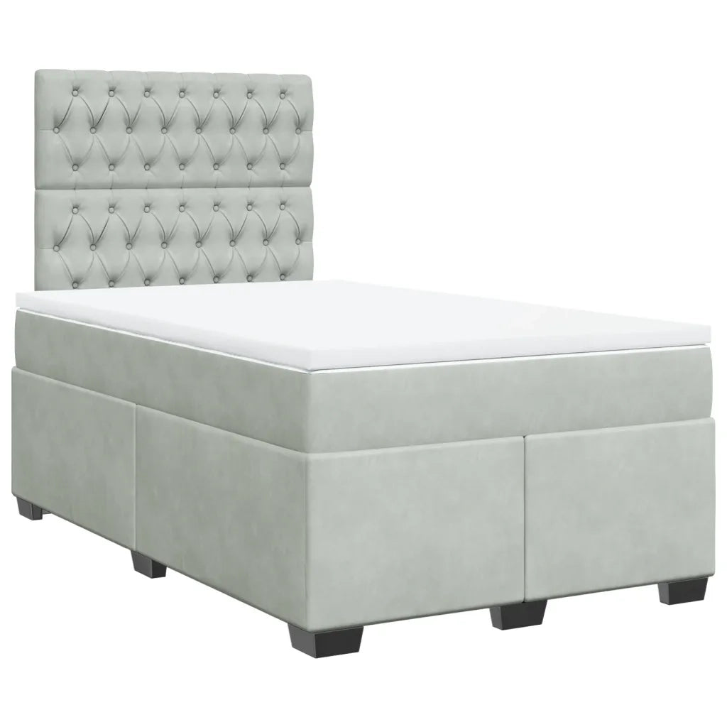 Giroletto a Molle con Materasso Grigio Chiaro 120x190cm Velluto