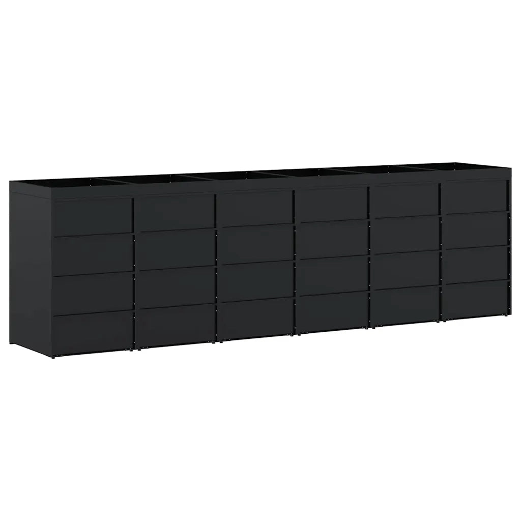 Contenitore per Rifiuti per 6 Bidoni Nero 408 x 77,5 x 121,5 cm 3394742