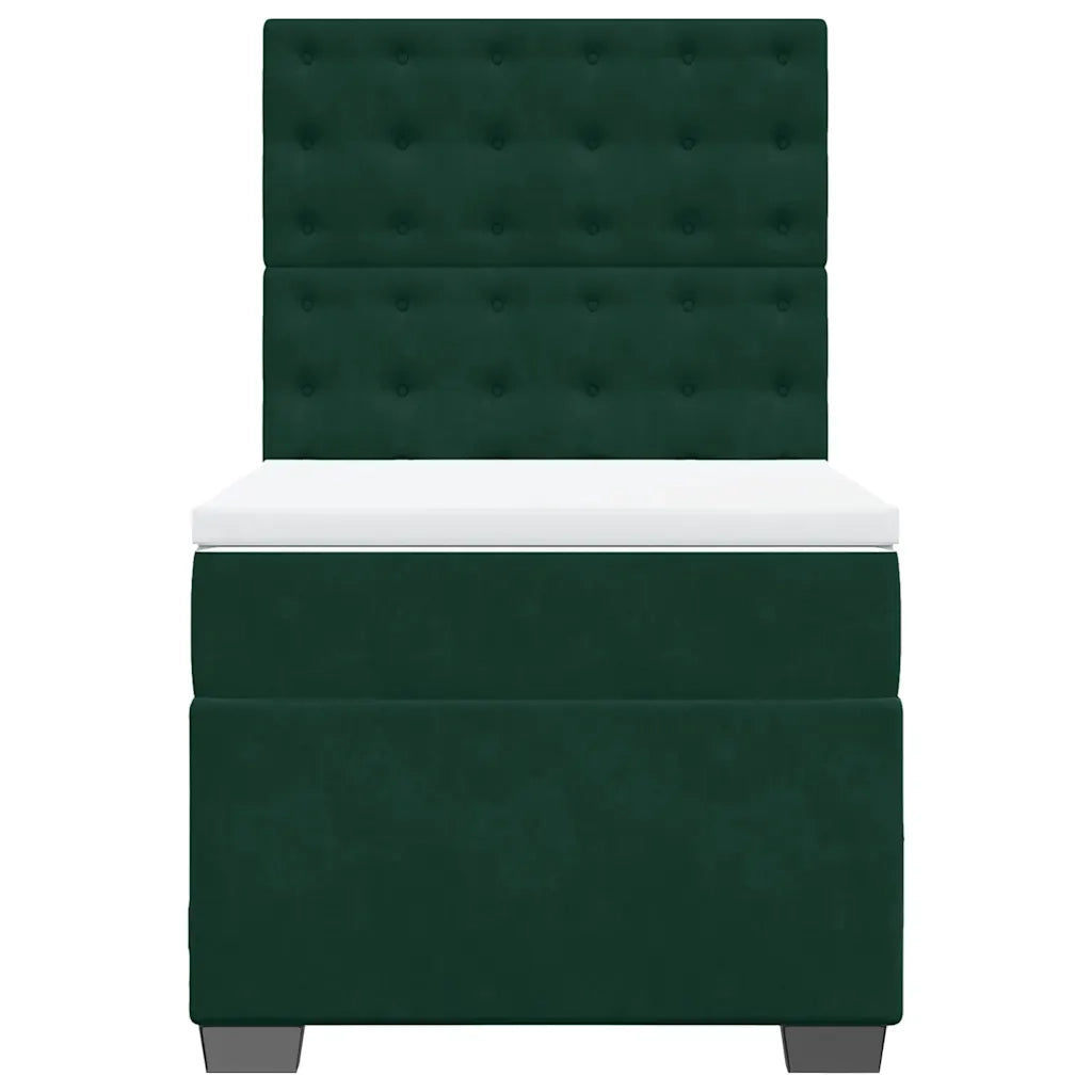 Giroletto a Molle con Materasso Verde Scuro 90x200 cm Velluto