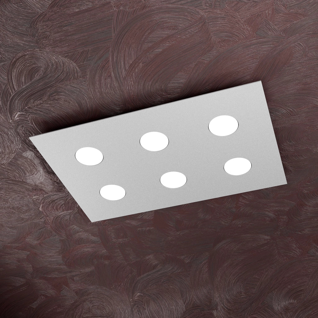 Toplight Plafoniera da soffitto rettangolare 6 luci Area con attacco GX53, struttura colore grigio, design moderno 60x40x3cm