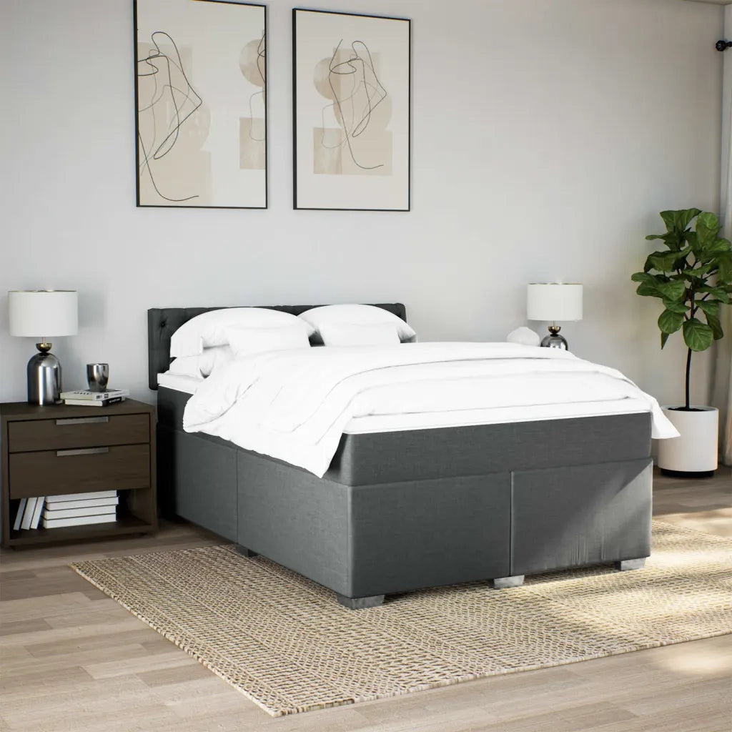 Giroletto a Molle con Materasso Grigio Scuro 140x190 cm Tessuto