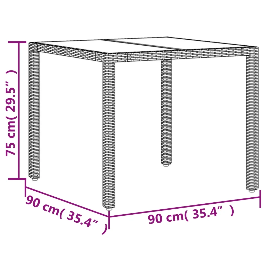 Set da Pranzo da Giardino 3pz con Cuscini in Polyrattan e Vetro 3278555