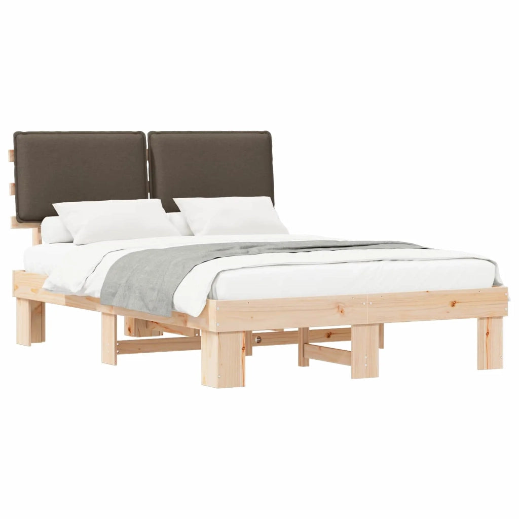 Letto con Testiera Rivestita Talpa 135 x 190 cm Pino massello 877292