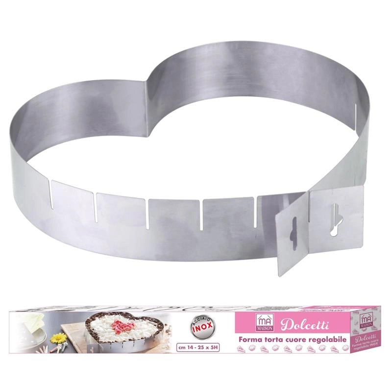 FORMA TORTA A CUORE REGOLABILE IN ACCIAIO INOX
