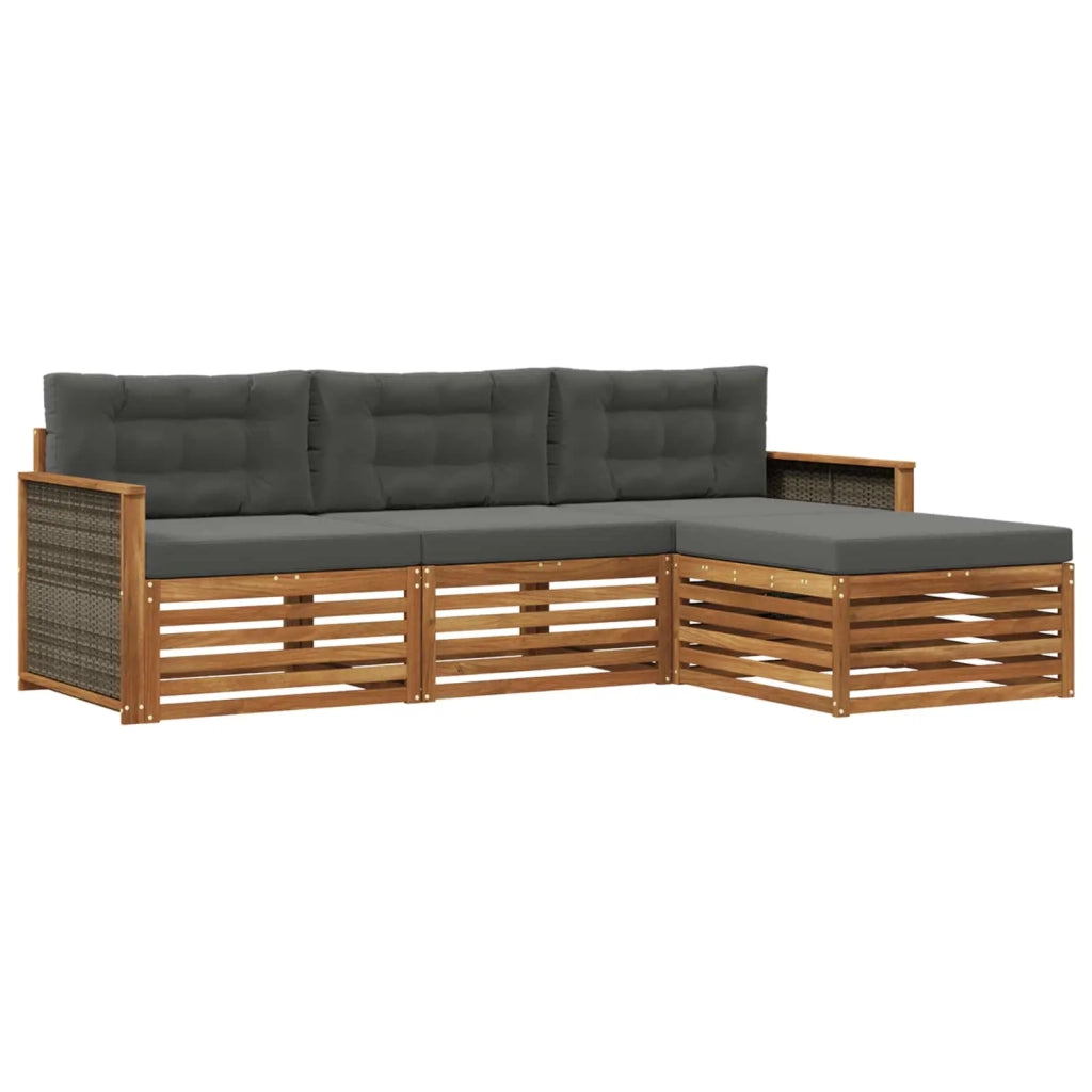 Set di divani da esterno 4 pz Naturale e Antracite 3383200