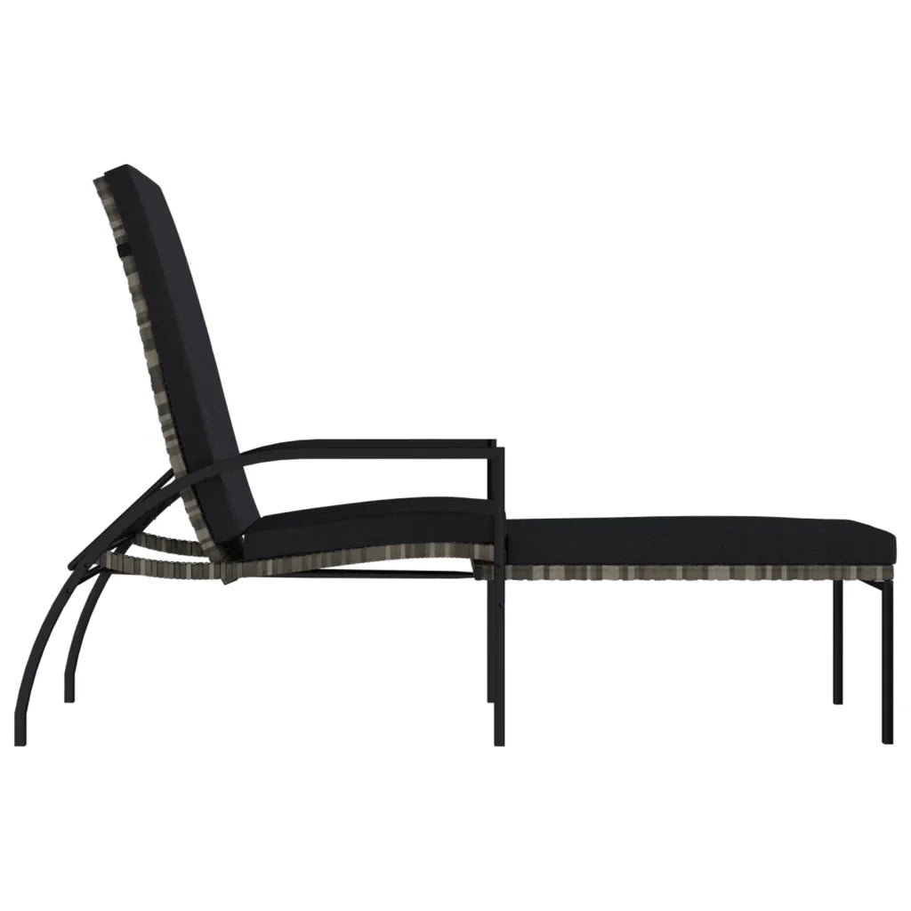Lettini Prendisole 2 pz con Poggiapiedi in Rattan PE Grigio 317633