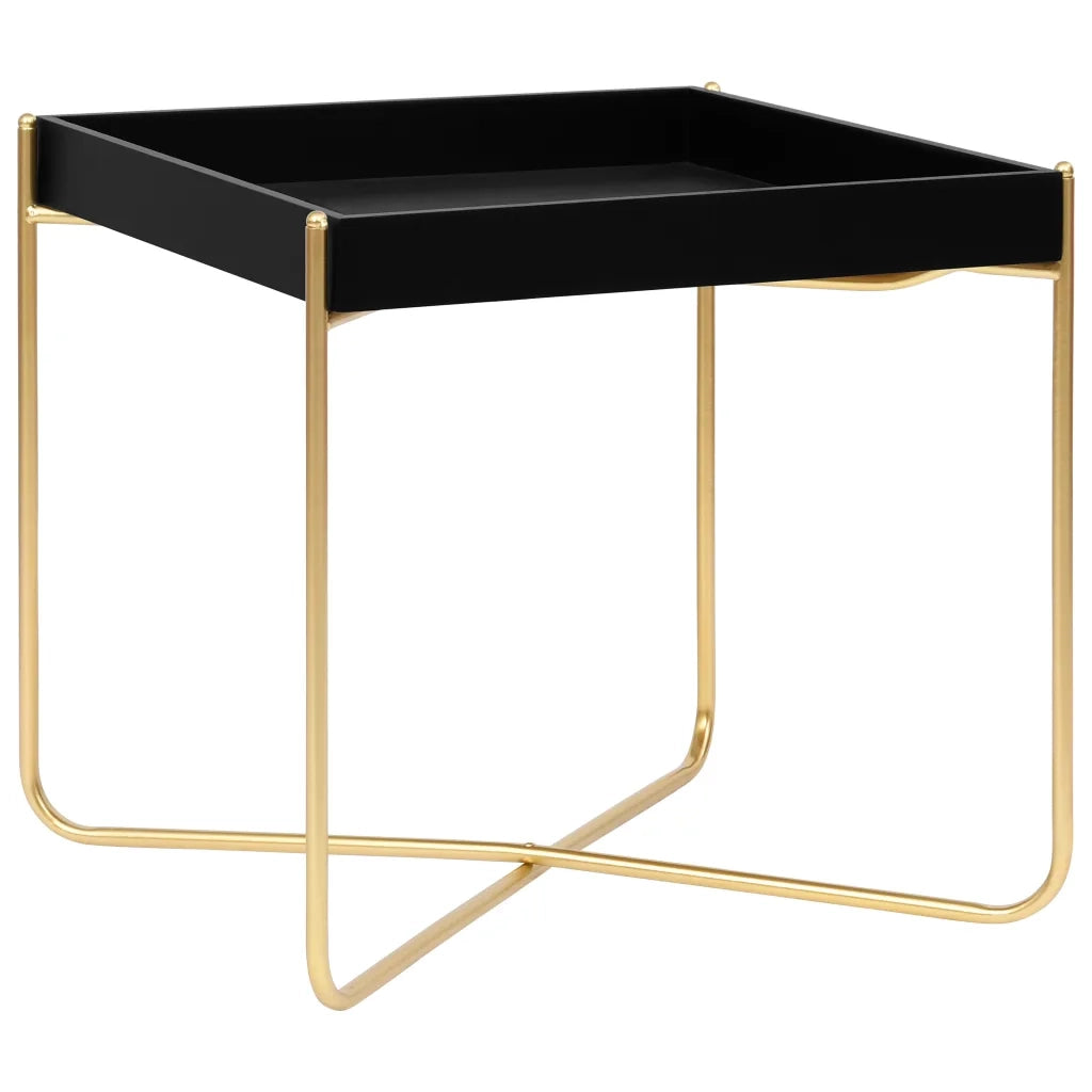 Tavolino Laterale Nero e Oro 38x38x38,5 cm in MDF cod mxl 12700