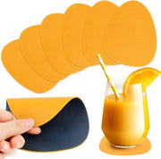 Set di Sostegni per Tavoli da 6, Antiscivolo e Resistenti alle Macchie, Fatti di Pelle e Pelle Sintetica, Progettati su Due Facce, Funzione Protettiva per Mobili e Isolamento del Suono, Colore Miele e Arancione, Rondi