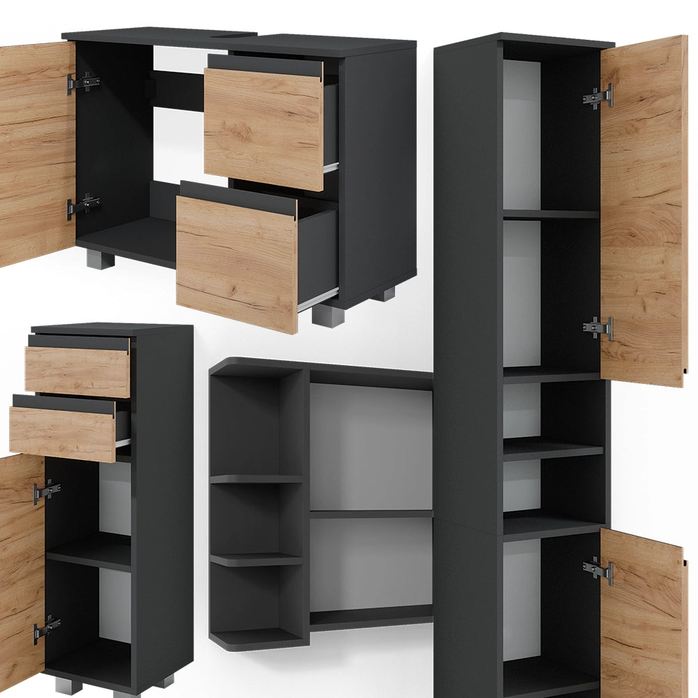Vicco Set mobili bagno Grigio 4 parti