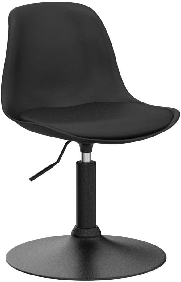 2x Sgabello con Schienale Moderno Sedia da Cucina Girevole a 360° Altezza Regolabile Senza Braccioli in PU Altezza della Sedia 39,5cm-50,5cm Nero BH304sz-2