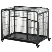 Gabbia per Cani Pieghevole 109,5x71x78 cm con Ruote in Metallo Grigio Scuro