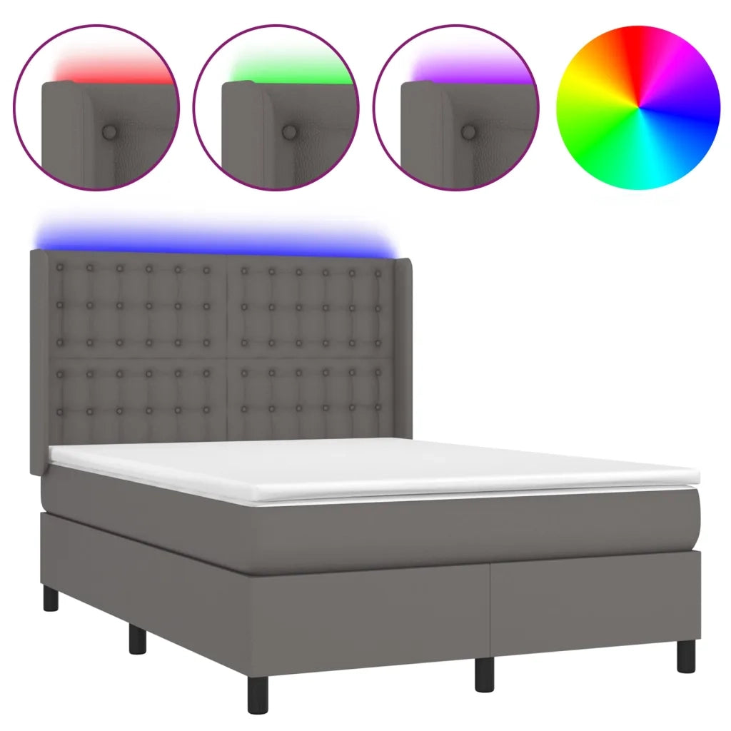 Giroletto Molle con Materasso e LED Grigio 140x190cm Similpellecod mxl 93011